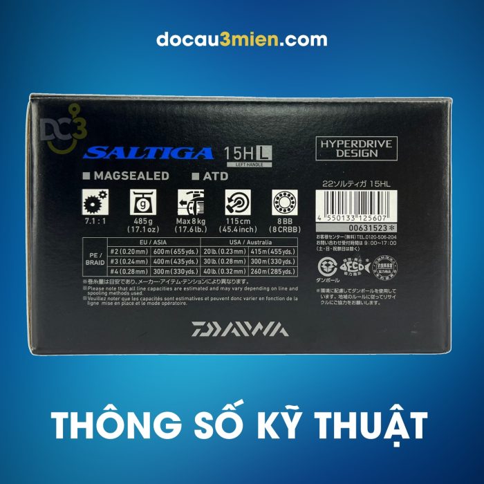 Thông Số Máy Câu Ngang Daiwa Saltiga 15HL