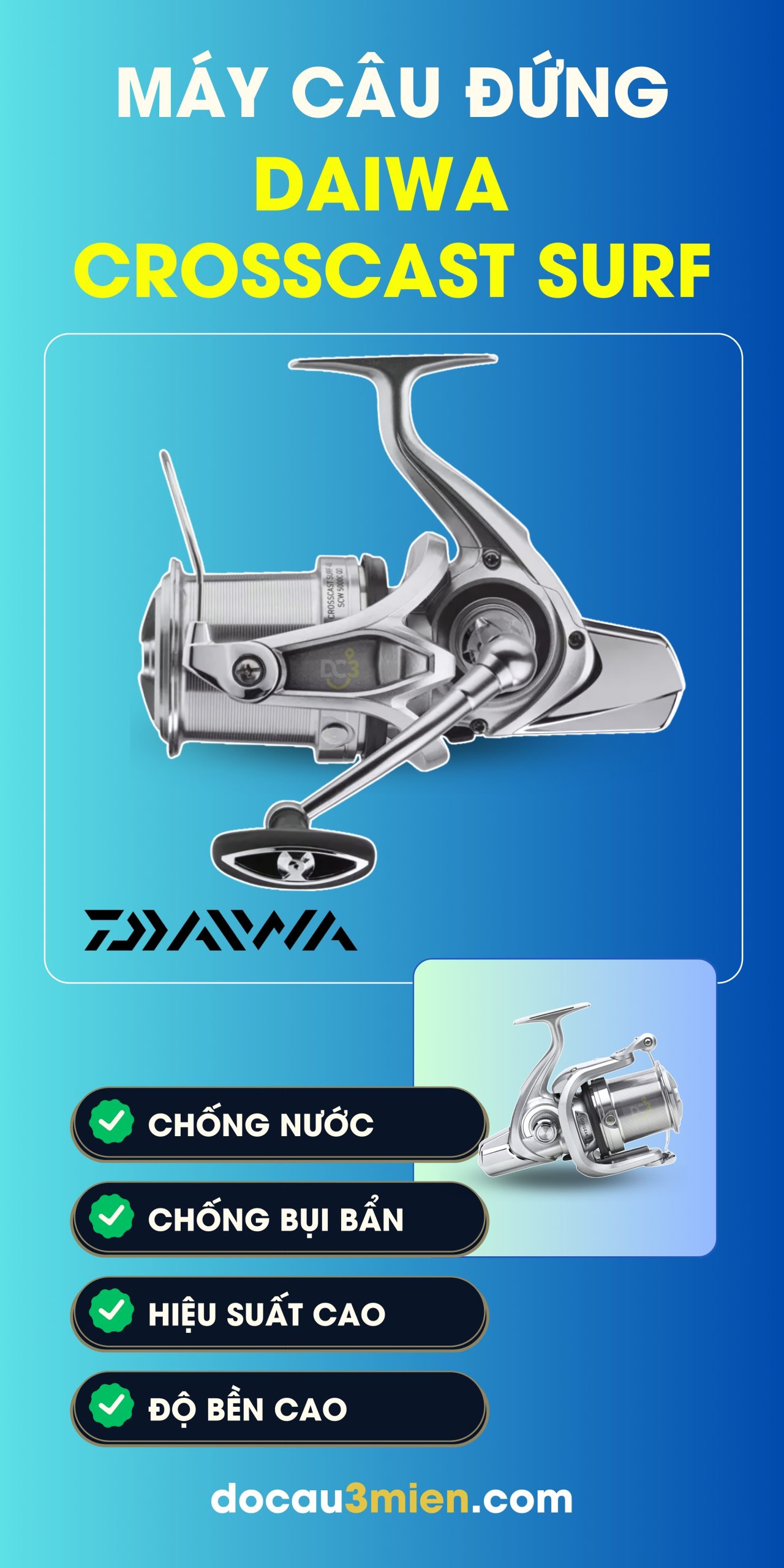 Công Dụng Máy Câu Đứng Daiwa Crosscast Surf SCW 5000C QD 