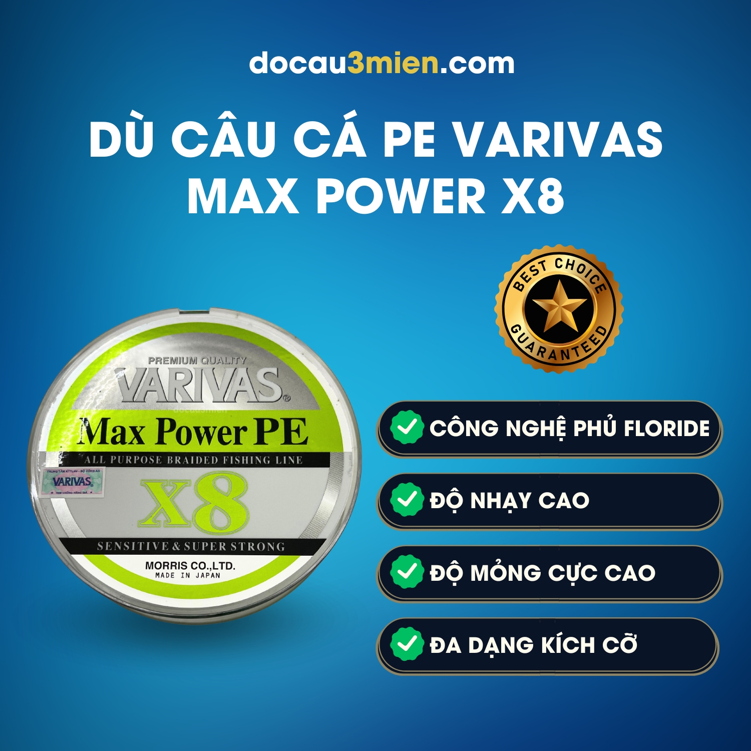 Đặc Trưng Dây Dù Câu Cá PE Varivas Max Power X8 Xanh Lá