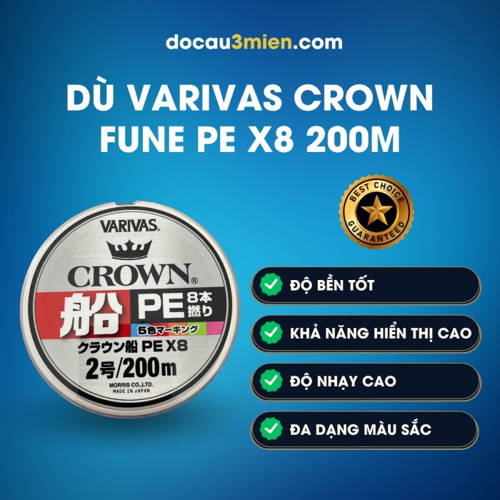 Đặc Trưng Dù Varivas Crown Fune PE X8 200m