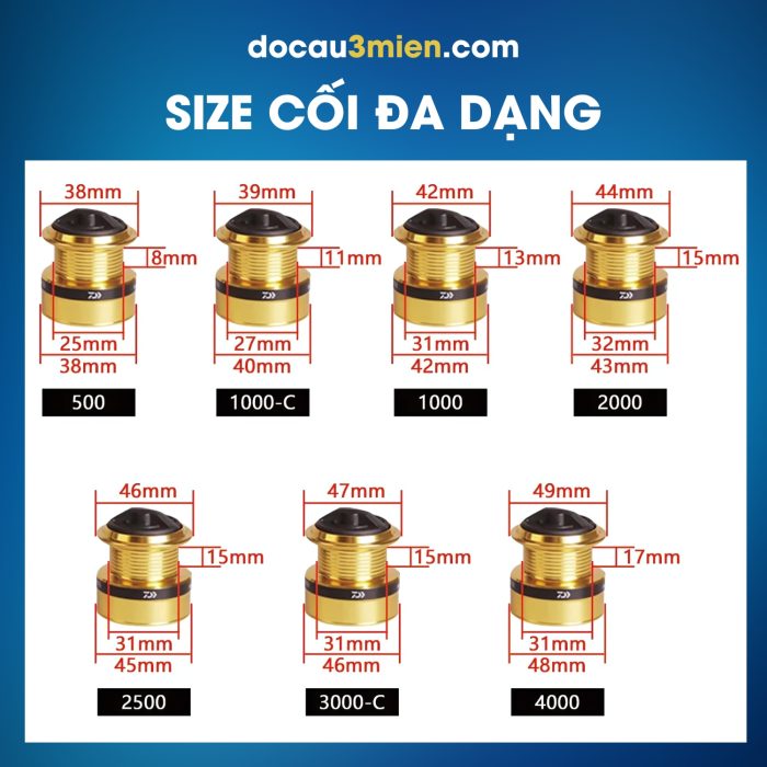Size Cối Đa Dạng Của Máy Câu Đứng Daiwa RS