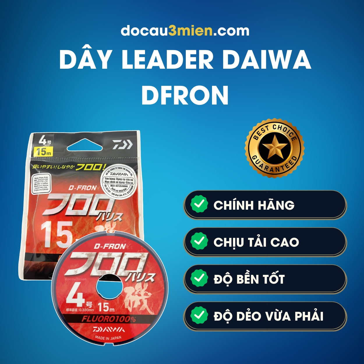 Ứng Dụng Dây Leader Câu Cá Daiwa Dfron Flourcarbon 15m