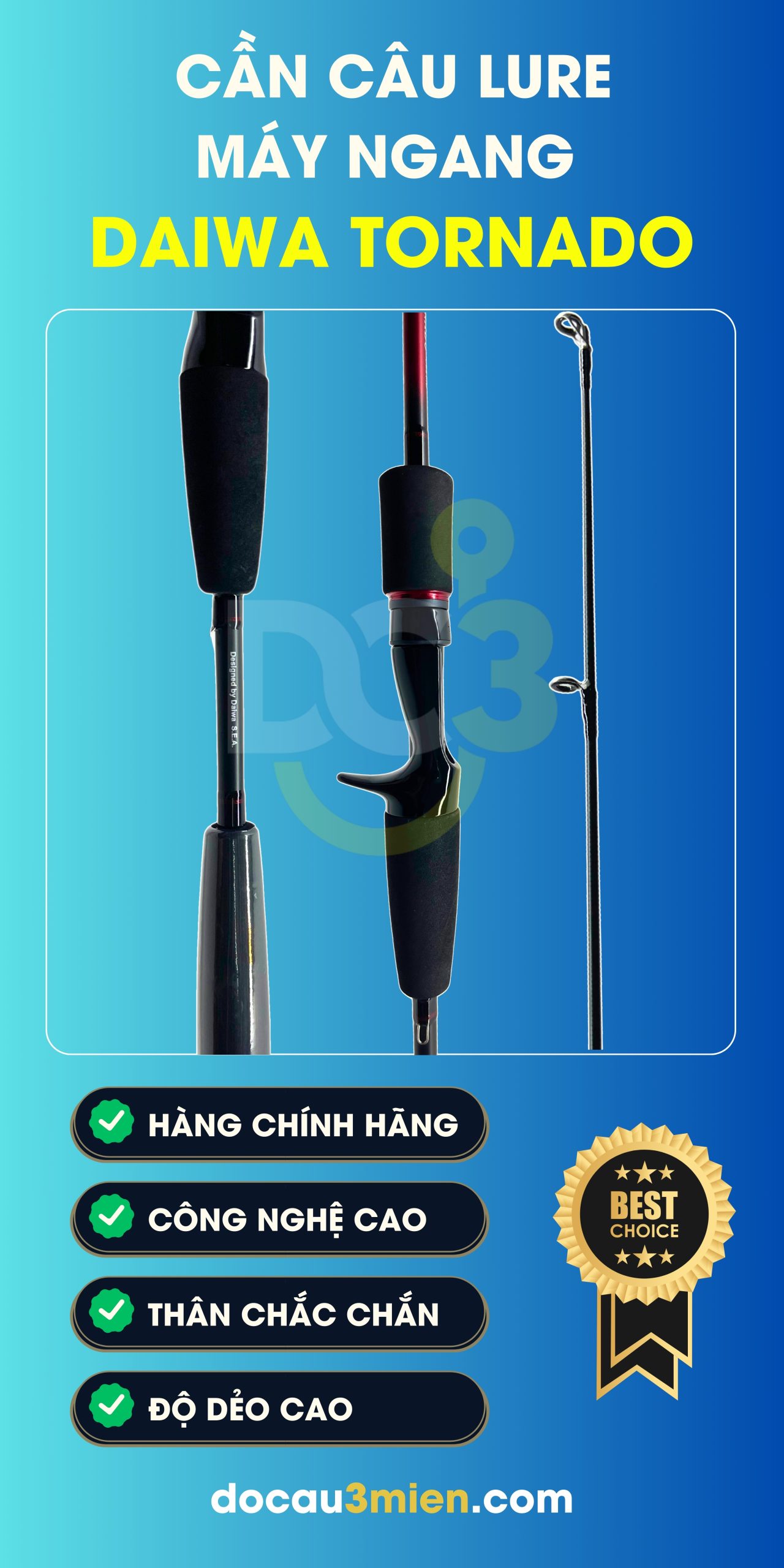 Công Dụng Cần Câu Lure Máy Ngang Daiwa Tornado 2 Khúc
