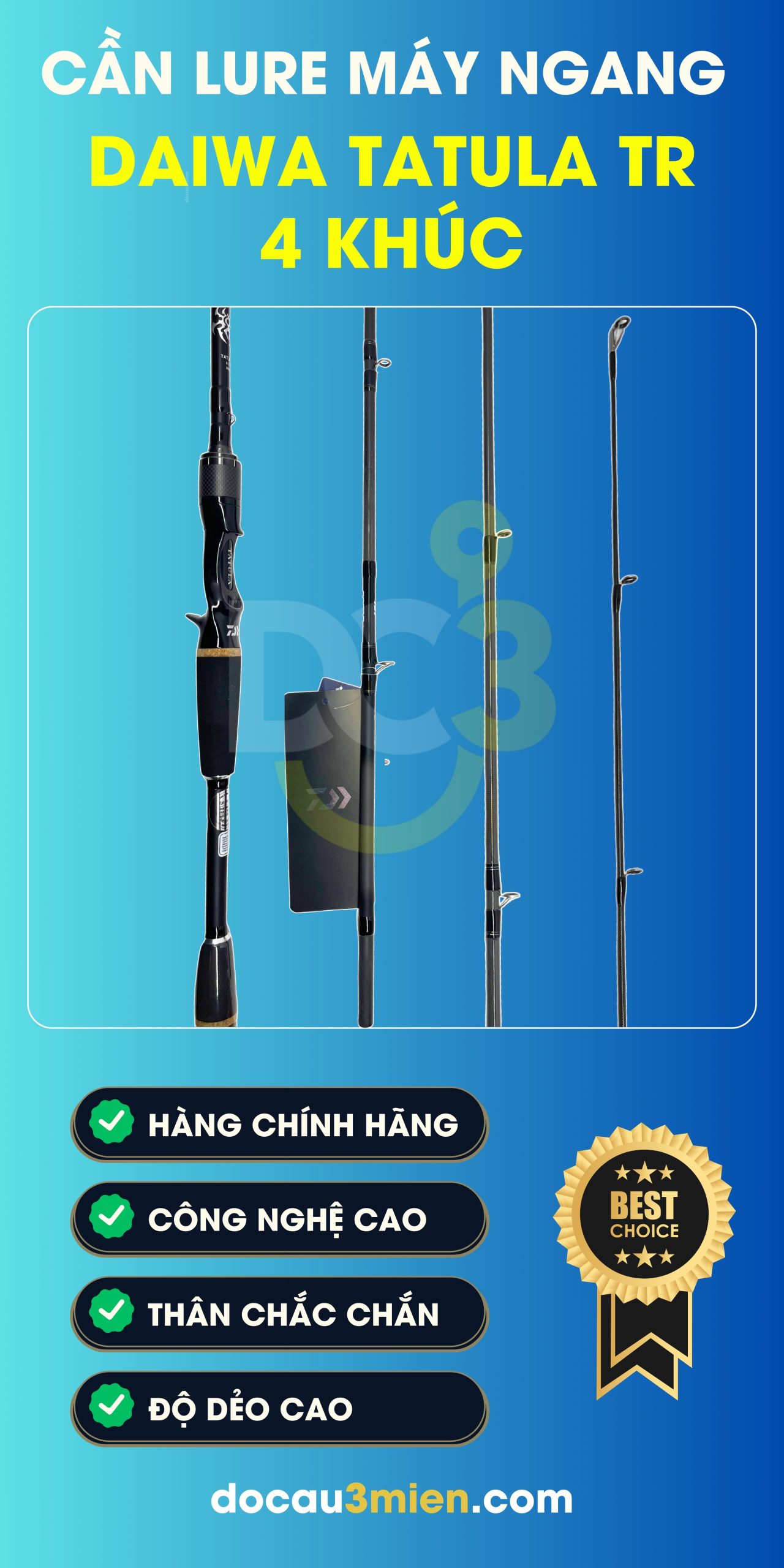 Cộng dụng Cần Lure Máy Ngang Daiwa Tatula TR 4 Khúc
