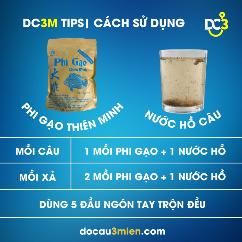 Cách sử dụng mồi câu Phi gạo Thiên Minh