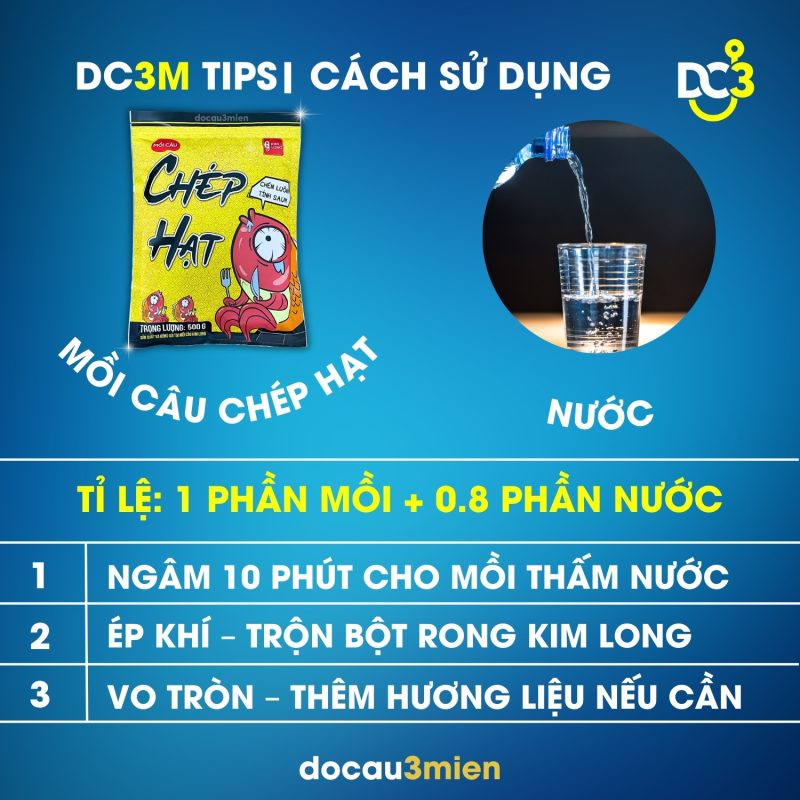 Cách sử dụng mồi câu chép hạt Kim Long